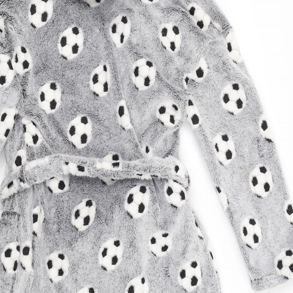 m&S Boys Grey Spotted   Robe Size 11-12 Years  - Football