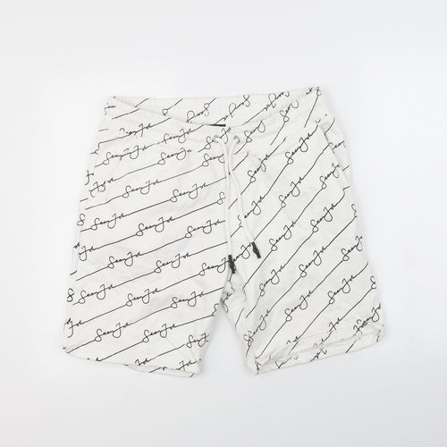 Mennace Womens White Spotted  Sweat Shorts Size M