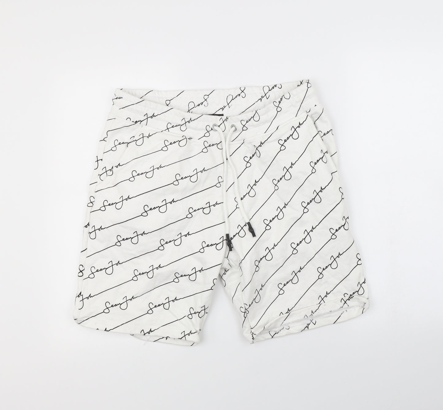 Mennace Womens White Spotted  Sweat Shorts Size M