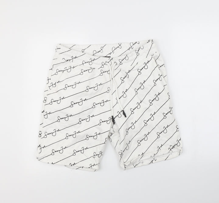 Mennace Womens White Spotted  Sweat Shorts Size M