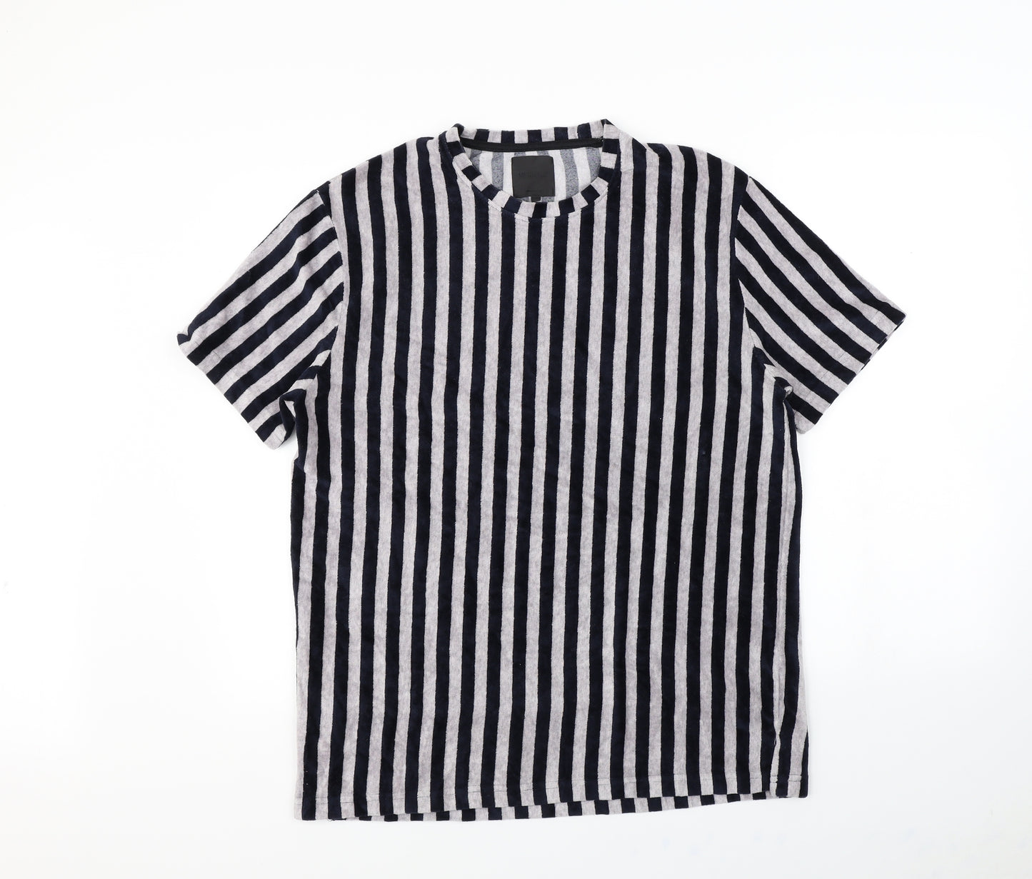 Mennace Mens Blue Striped   T-Shirt Size M