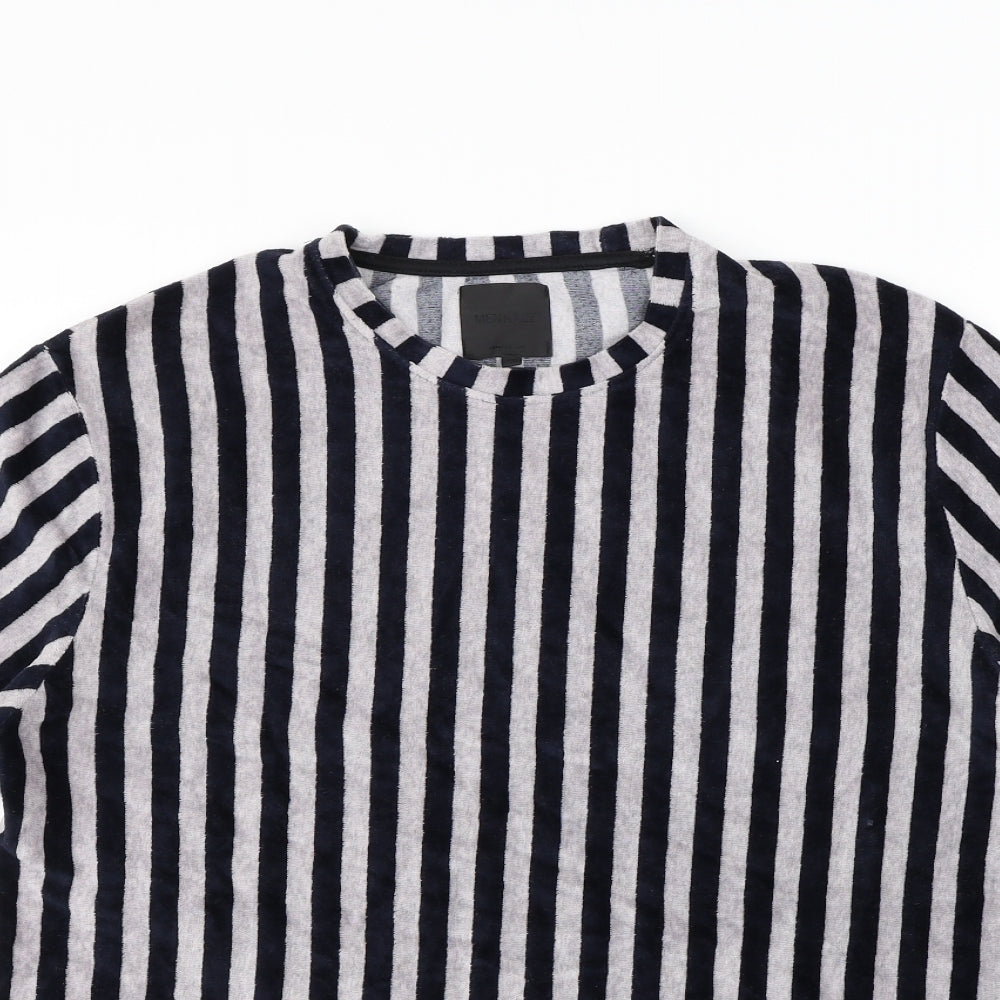 Mennace Mens Blue Striped   T-Shirt Size M