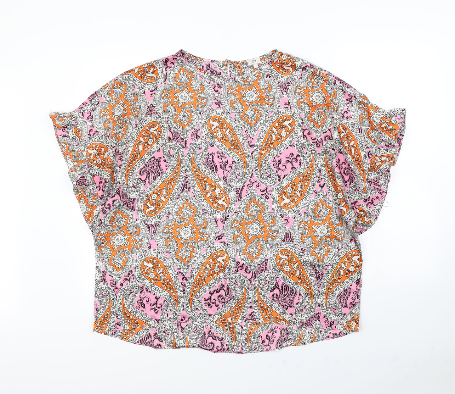 River Island Womens Pink Geometric  Basic Blouse Size L