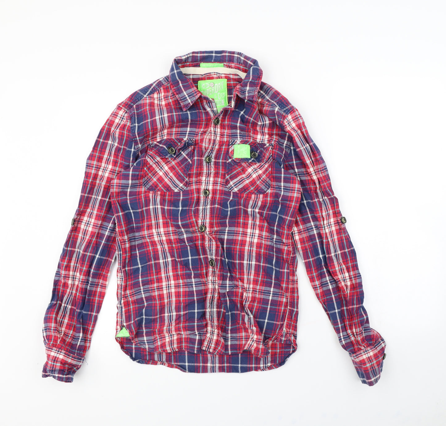 Superdry Womens Pink Plaid  Basic Button-Up Size S