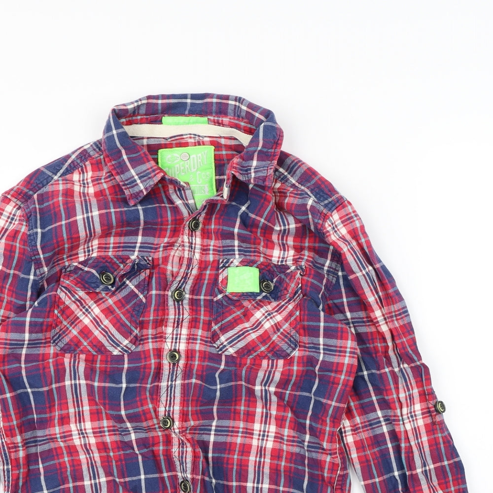 Superdry Womens Pink Plaid  Basic Button-Up Size S