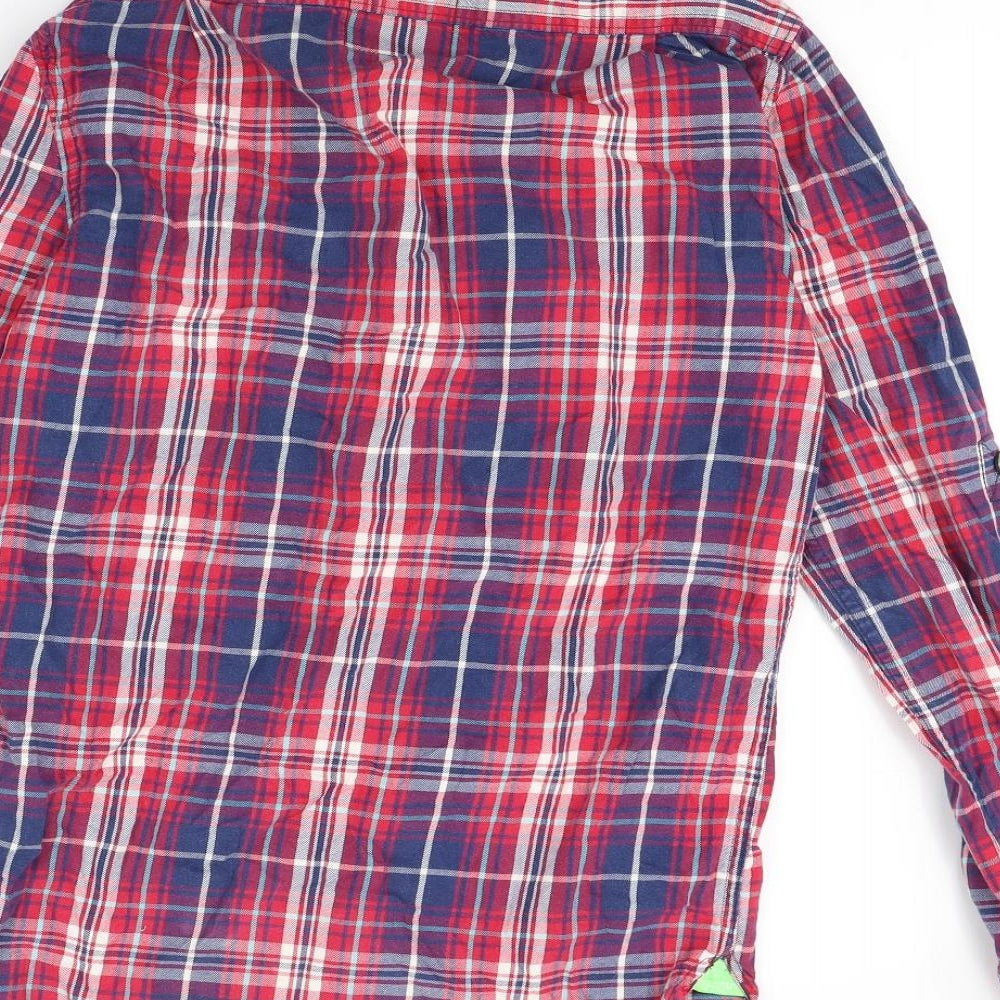 Superdry Womens Pink Plaid  Basic Button-Up Size S