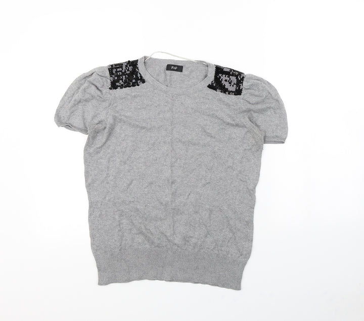 F&F Womens Grey Pullover Jumper Size 14