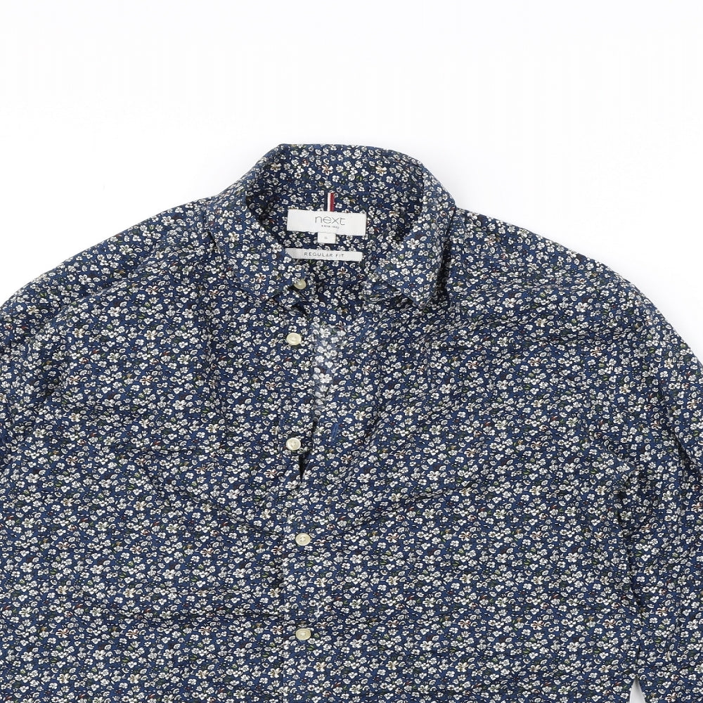 NEXT Mens Blue Floral   Dress Shirt Size S