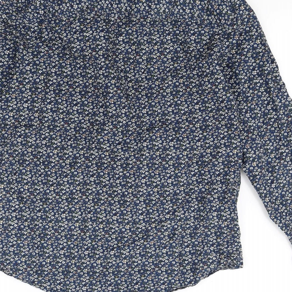 NEXT Mens Blue Floral   Dress Shirt Size S