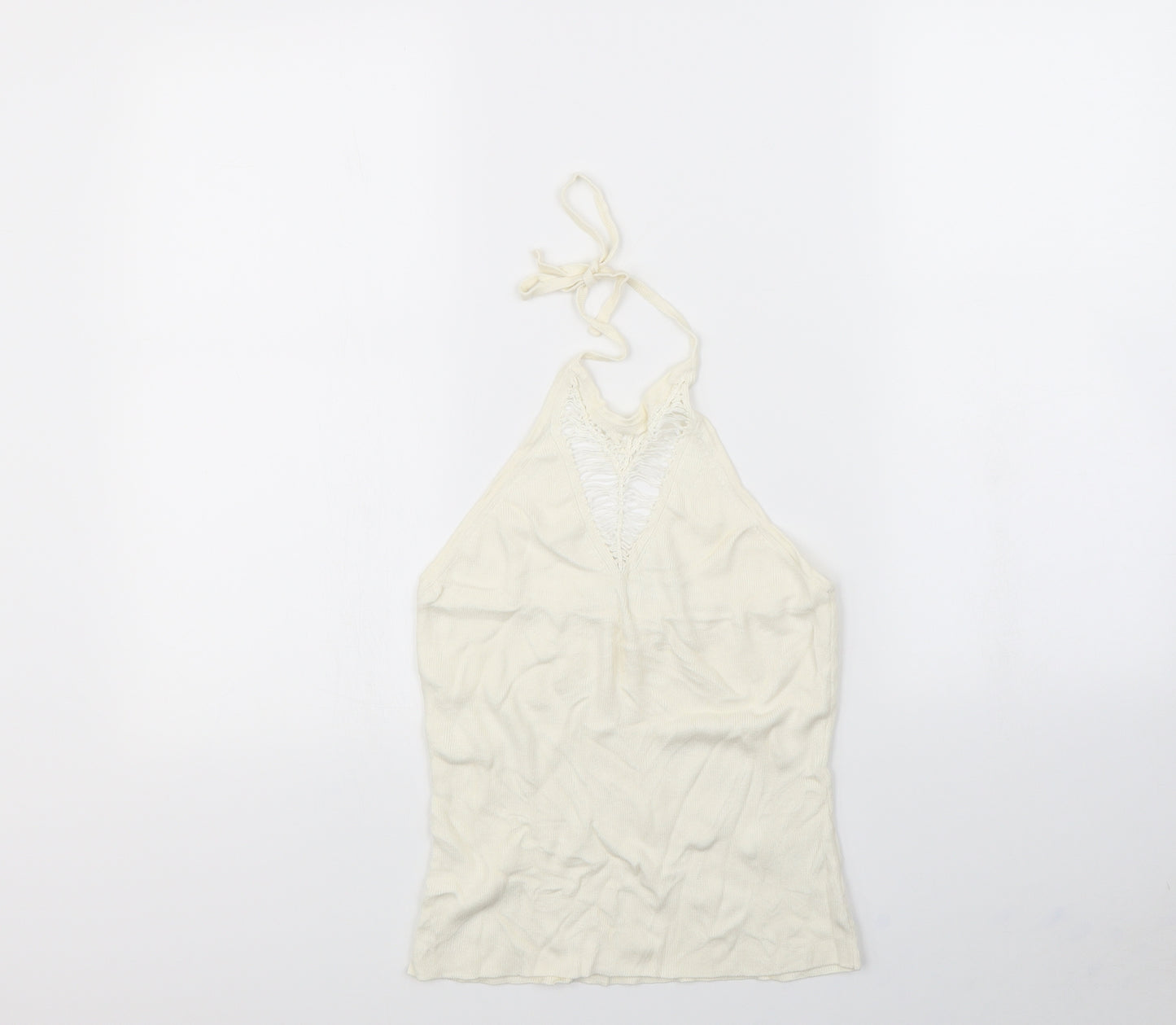 Maroon Collection Womens White  Rayon Basic Tank Size M