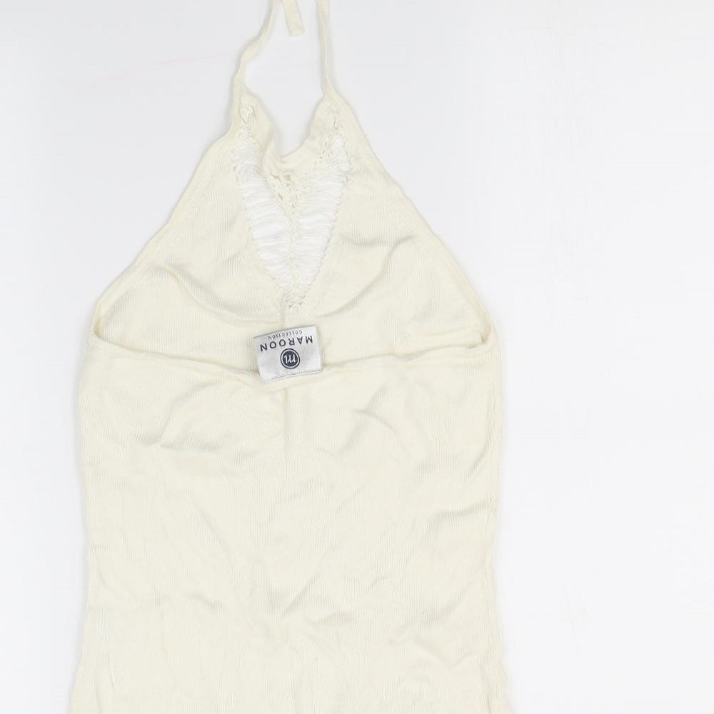 Maroon Collection Womens White  Rayon Basic Tank Size M