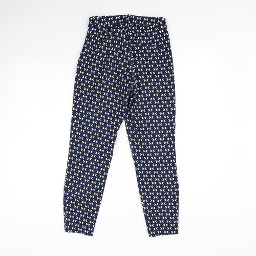 H&M Womens Blue Geometric  Straight Jeans Size 6 L28 in