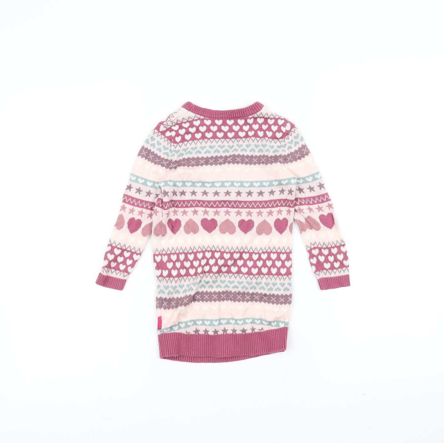 Nutmeg Girls Pink Striped Knit Pullover Jumper Size 2-3 Years