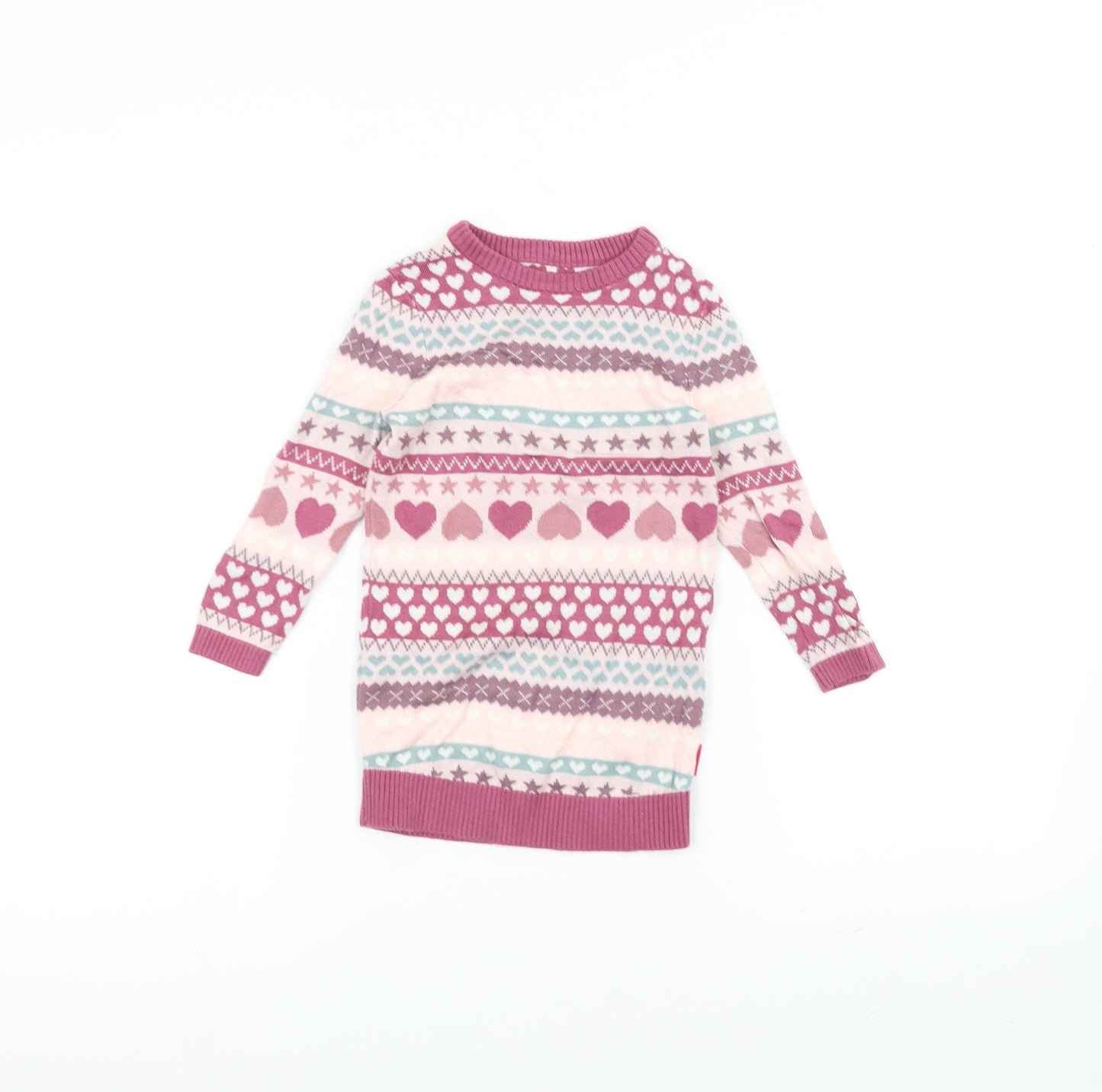 Nutmeg Girls Pink Striped Knit Pullover Jumper Size 2-3 Years