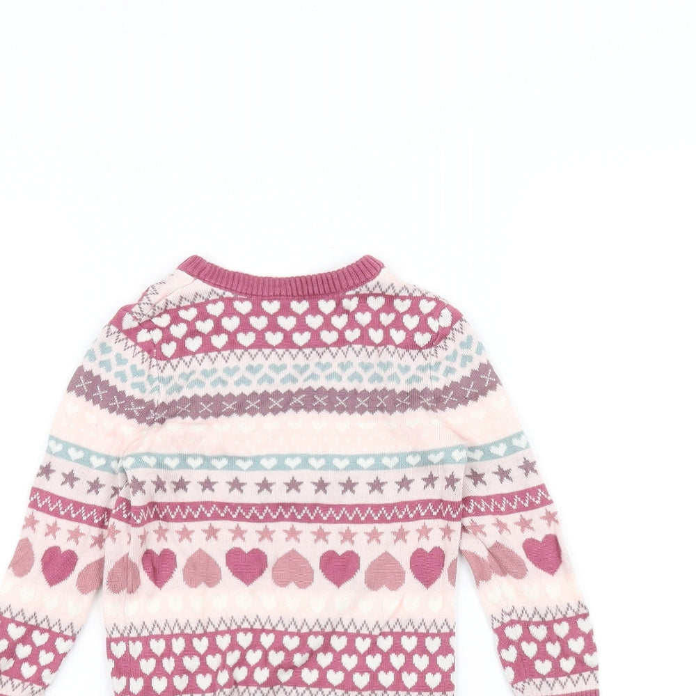 Nutmeg Girls Pink Striped Knit Pullover Jumper Size 2-3 Years