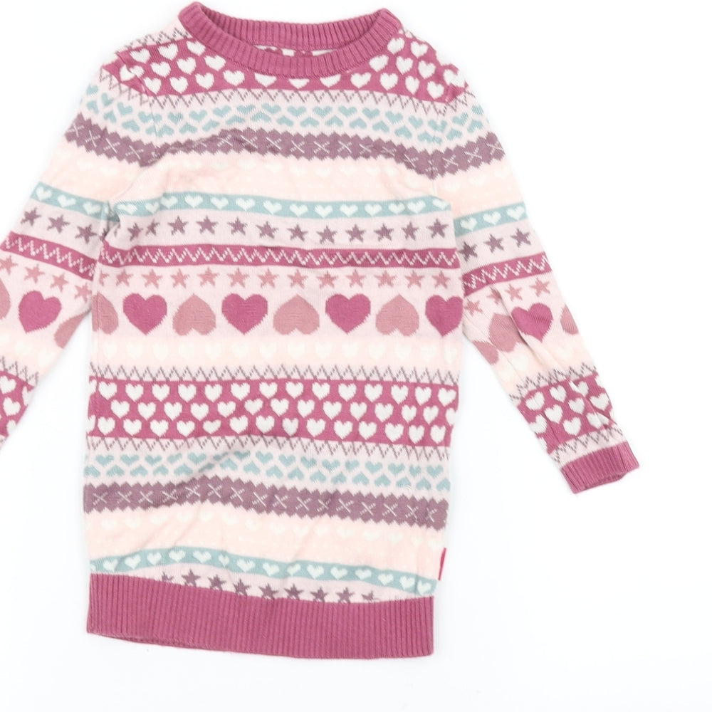 Nutmeg Girls Pink Striped Knit Pullover Jumper Size 2-3 Years