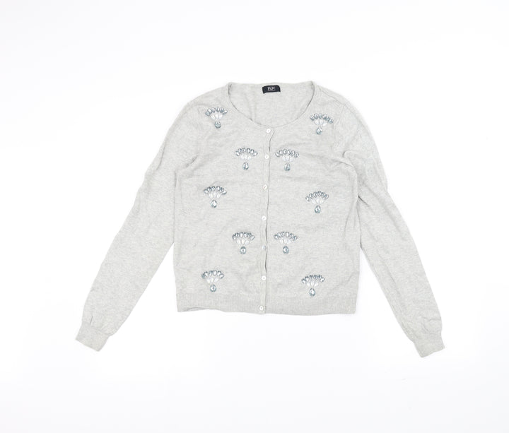 F&F Womens Grey Cardigan Jumper Size 8