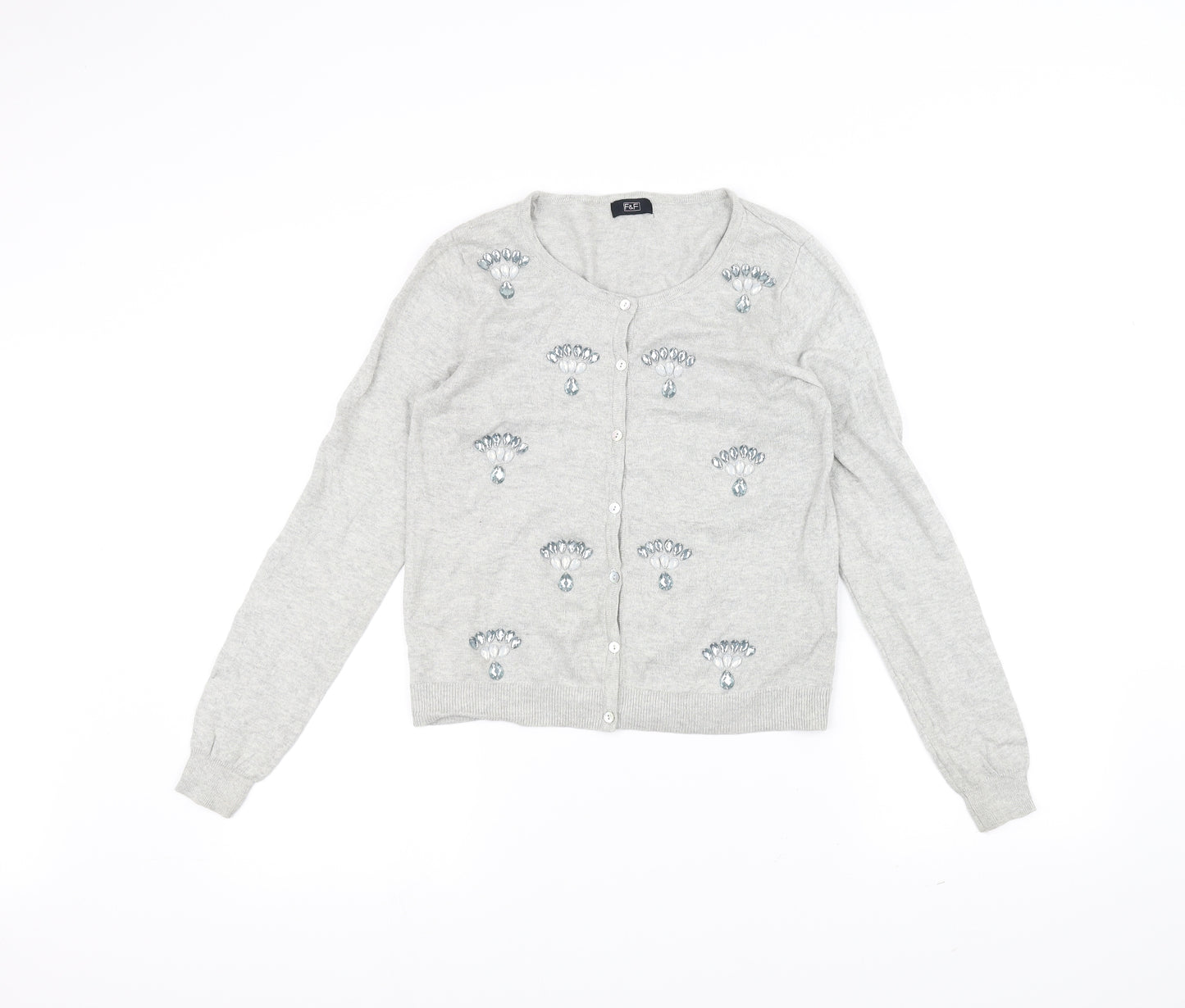 F&F Womens Grey   Cardigan Jumper Size 8