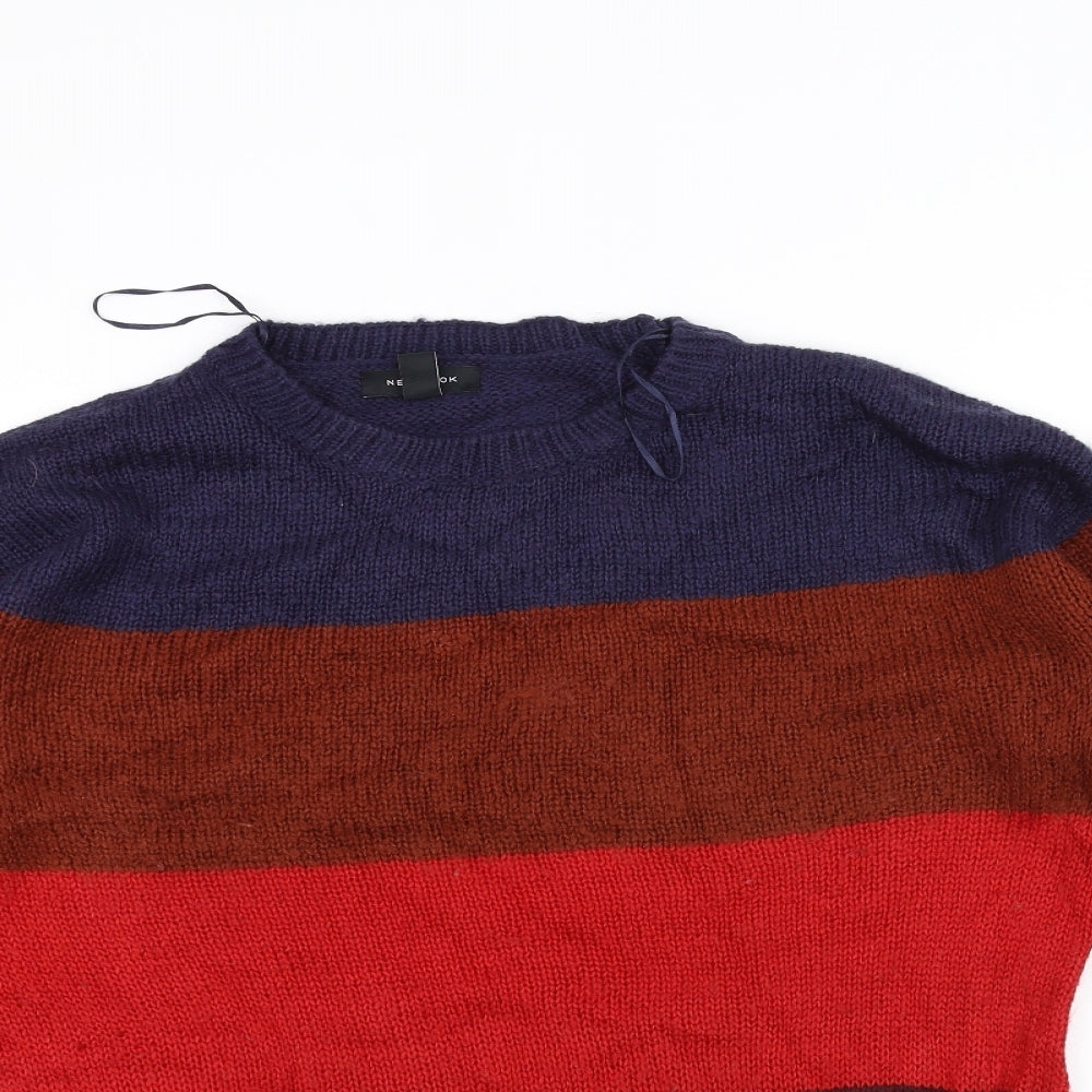 Blue Mens Silver Striped  Pullover Jumper Size M