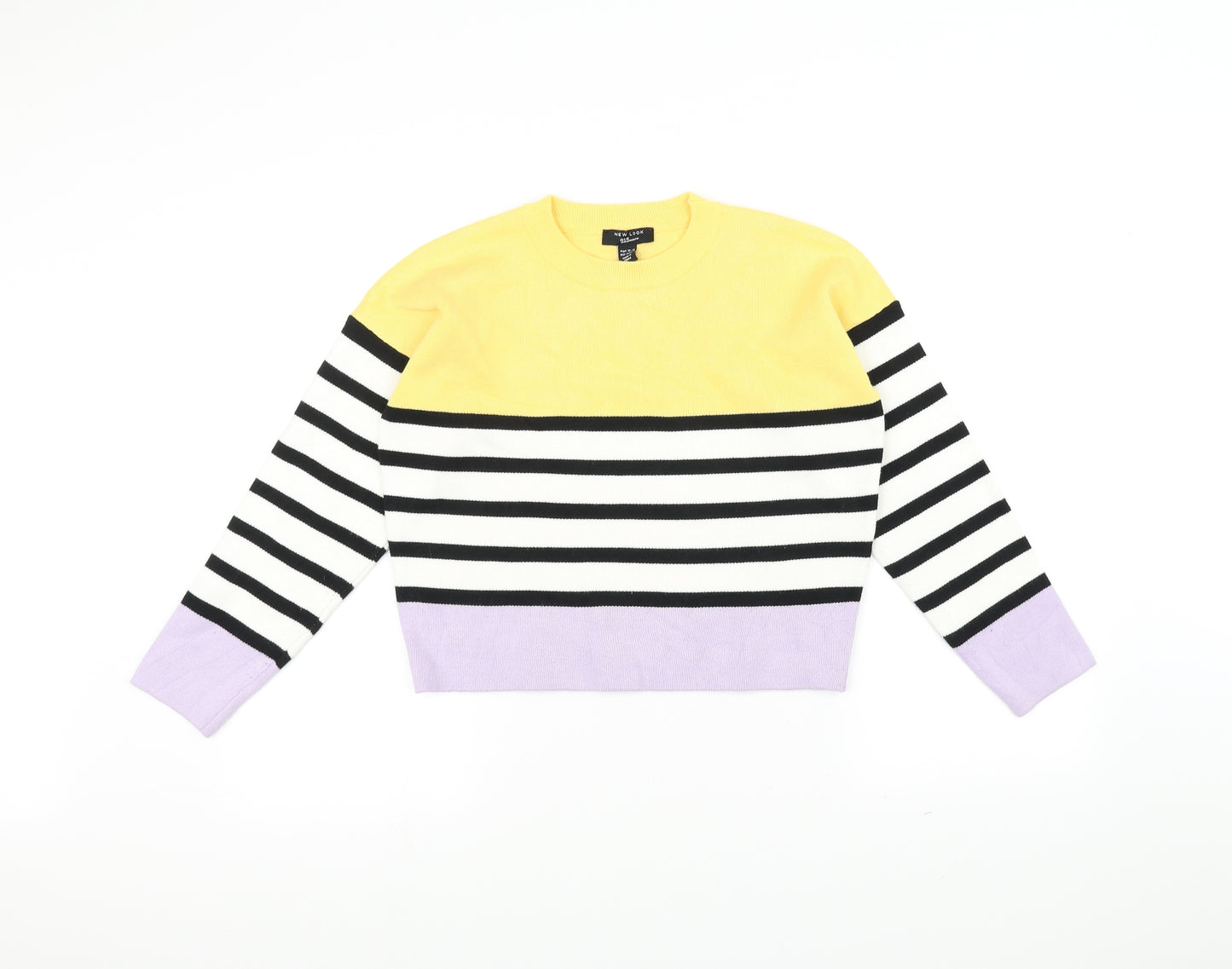 New Look Girls White Striped  Pullover Jumper Size 12-13 Years