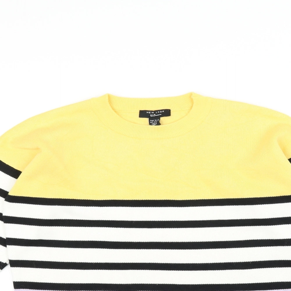 New Look Girls White Striped  Pullover Jumper Size 12-13 Years
