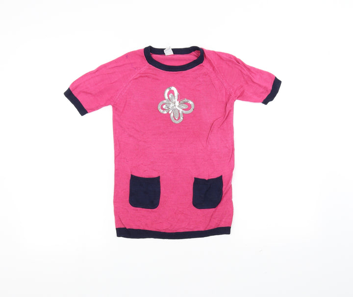 Store Twenty One Girls Pink Pullover Jumper Size 5-6 Years