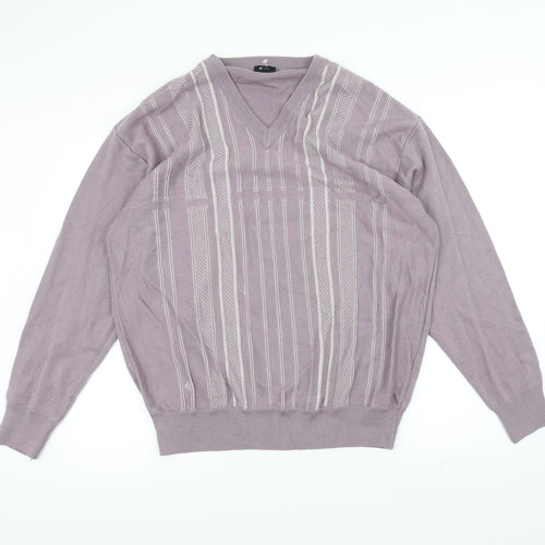 Gabicci Womens Purple Striped  Pullover Jumper Size 2XL