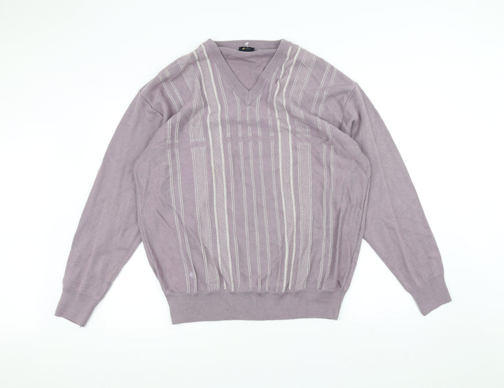 Gabicci Womens Purple Striped  Pullover Jumper Size 2XL