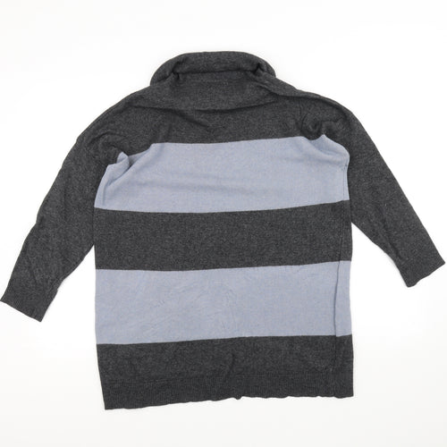 Bendetta Women's Grey Striped Cotton Pullover Jumper Size L