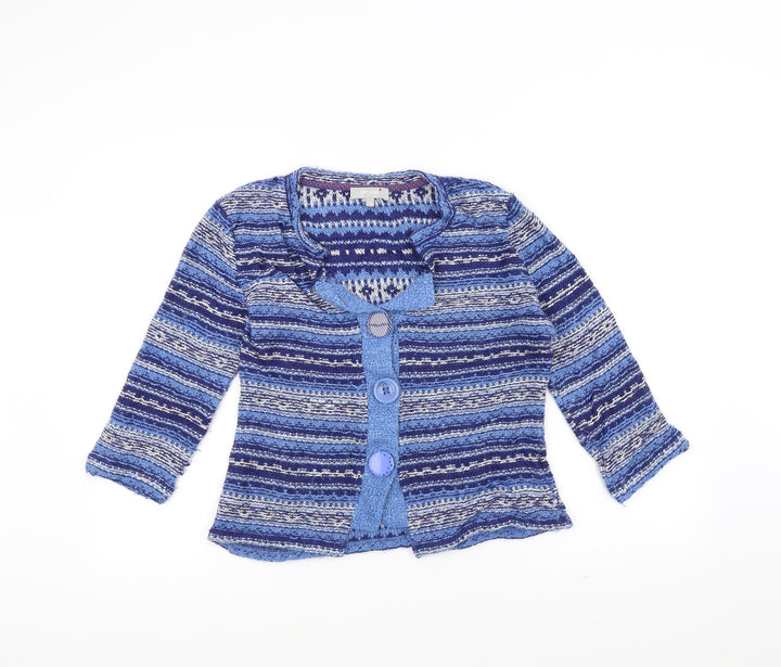 Per Una Womens Blue Striped Jacket Coatigan