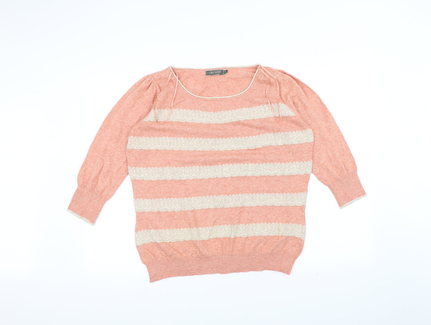 Mint Velvet Womens Orange Striped  Pullover Jumper Size 18