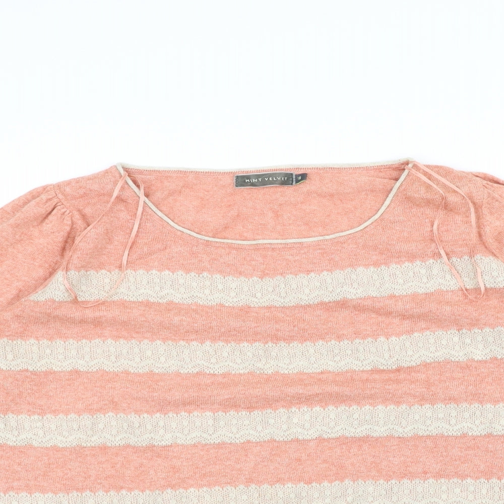 Mint Velvet Womens Orange Striped  Pullover Jumper Size 18