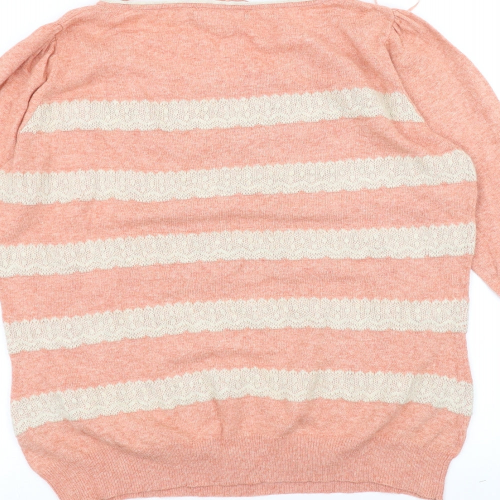 Mint Velvet Womens Orange Striped  Pullover Jumper Size 18