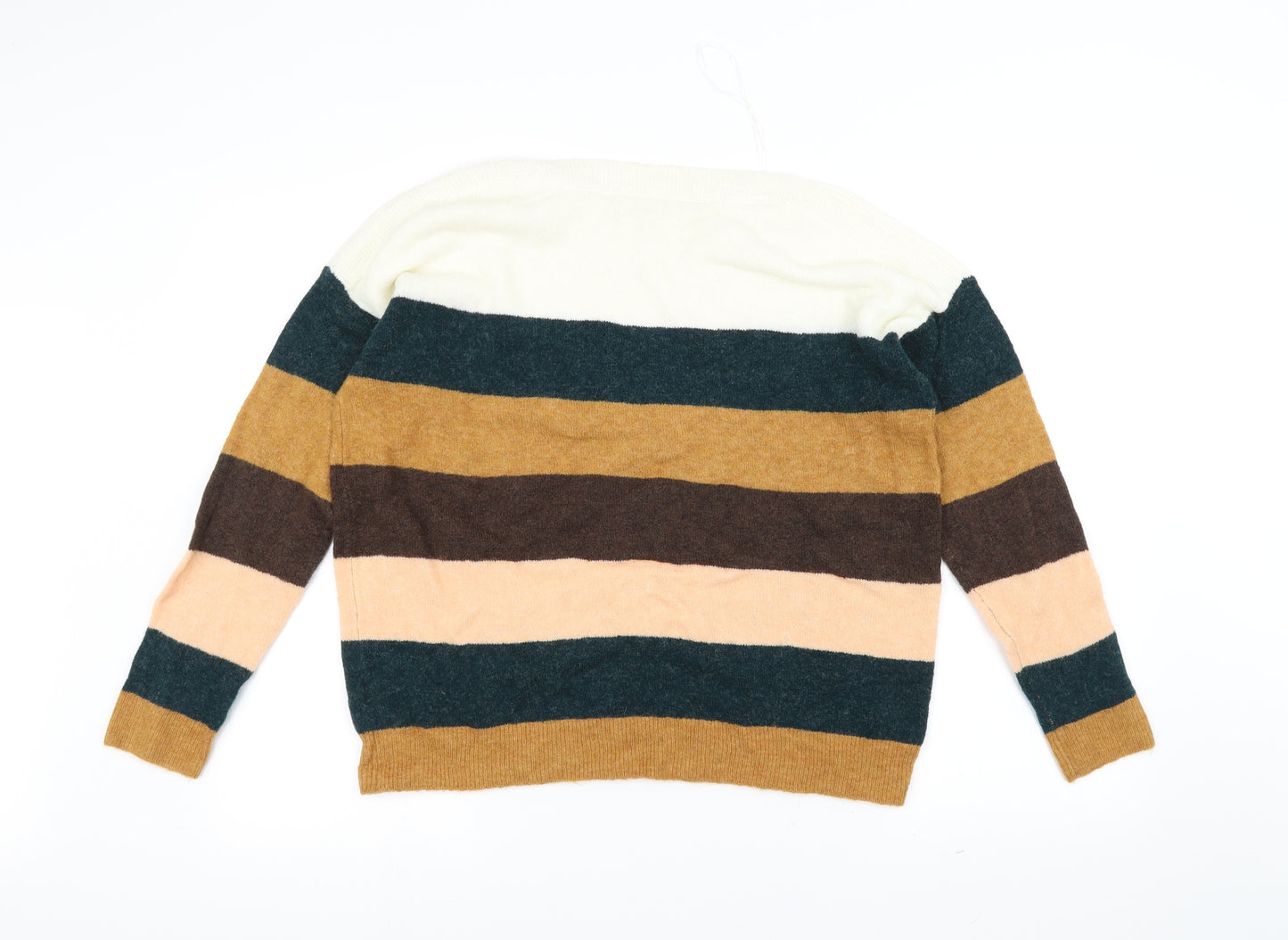 Fat Face Womens White Striped  Pullover Jumper Size 12