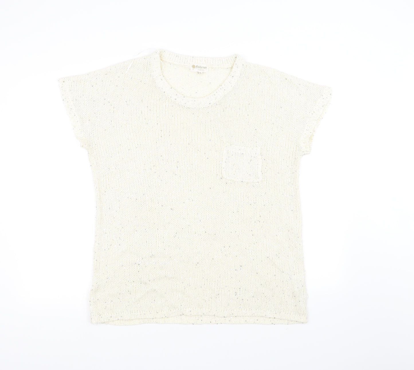 knitwear Womens White  Knit Pullover Jumper Size XL