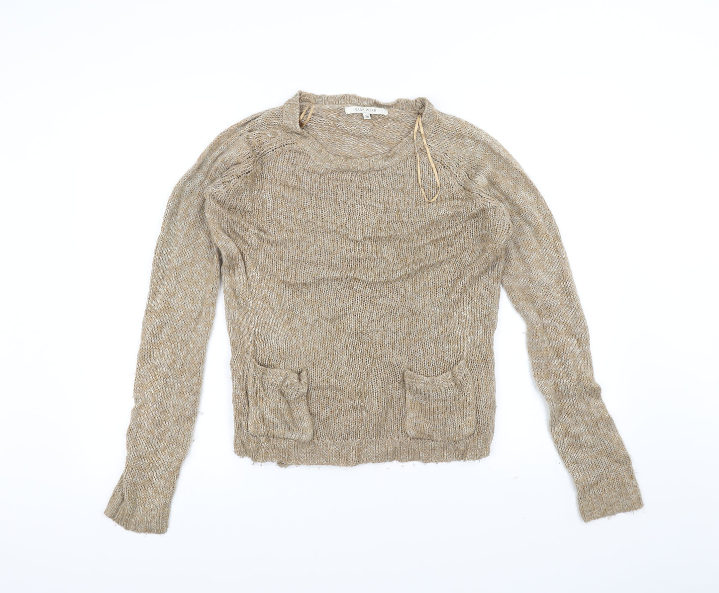 Easy Wear Womens Brown  Knit Pullover Jumper Size 10