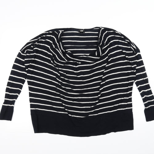 H&M Womens Black Striped  Pullover Jumper Size XS
