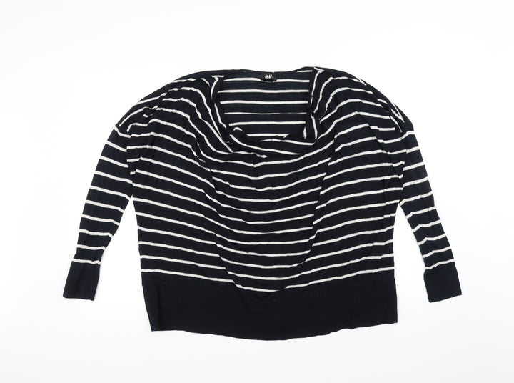 H&M Womens Black Striped Pullover Jumper Size XS