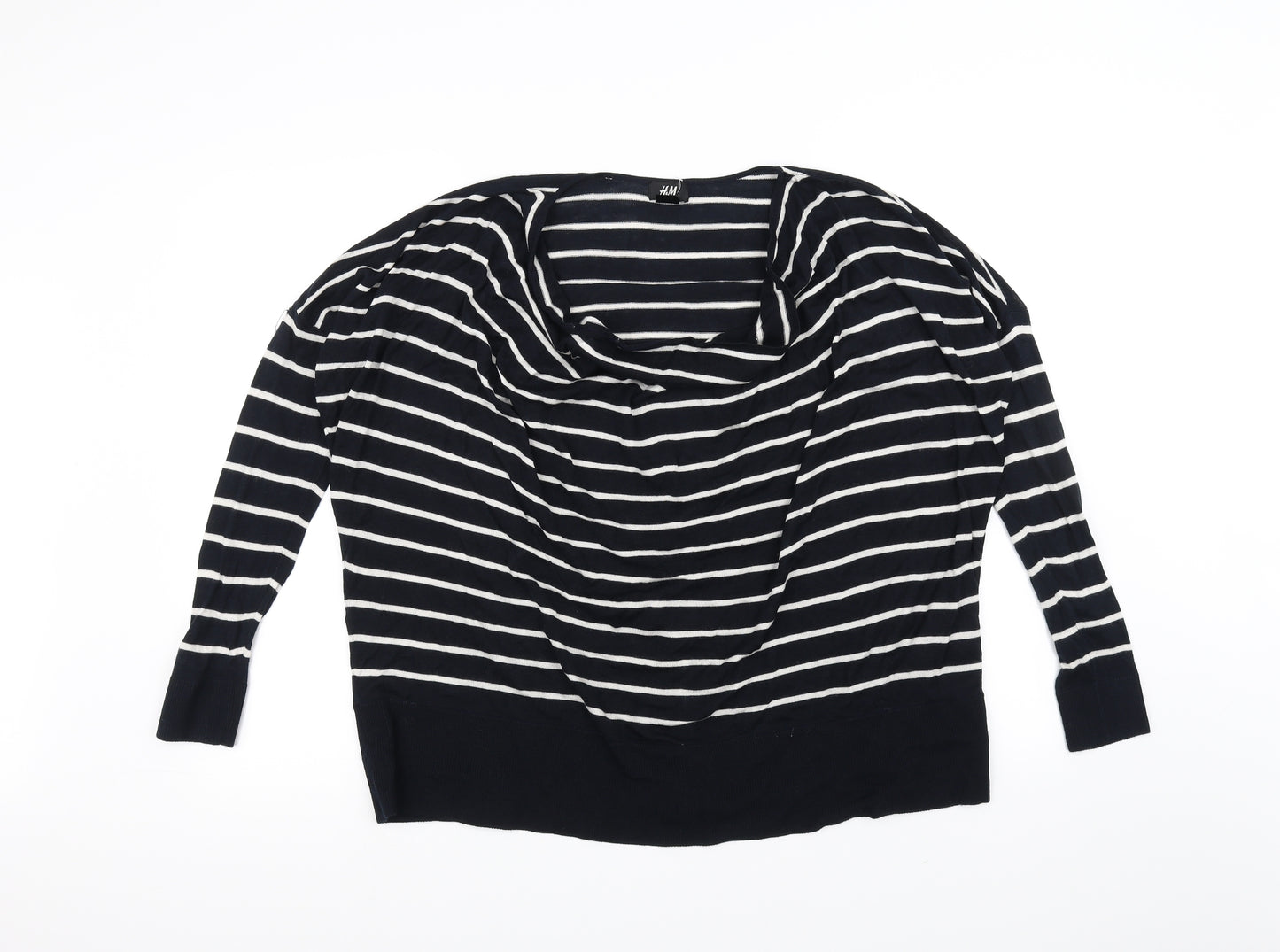 H&M Womens Black Striped  Pullover Jumper Size XS