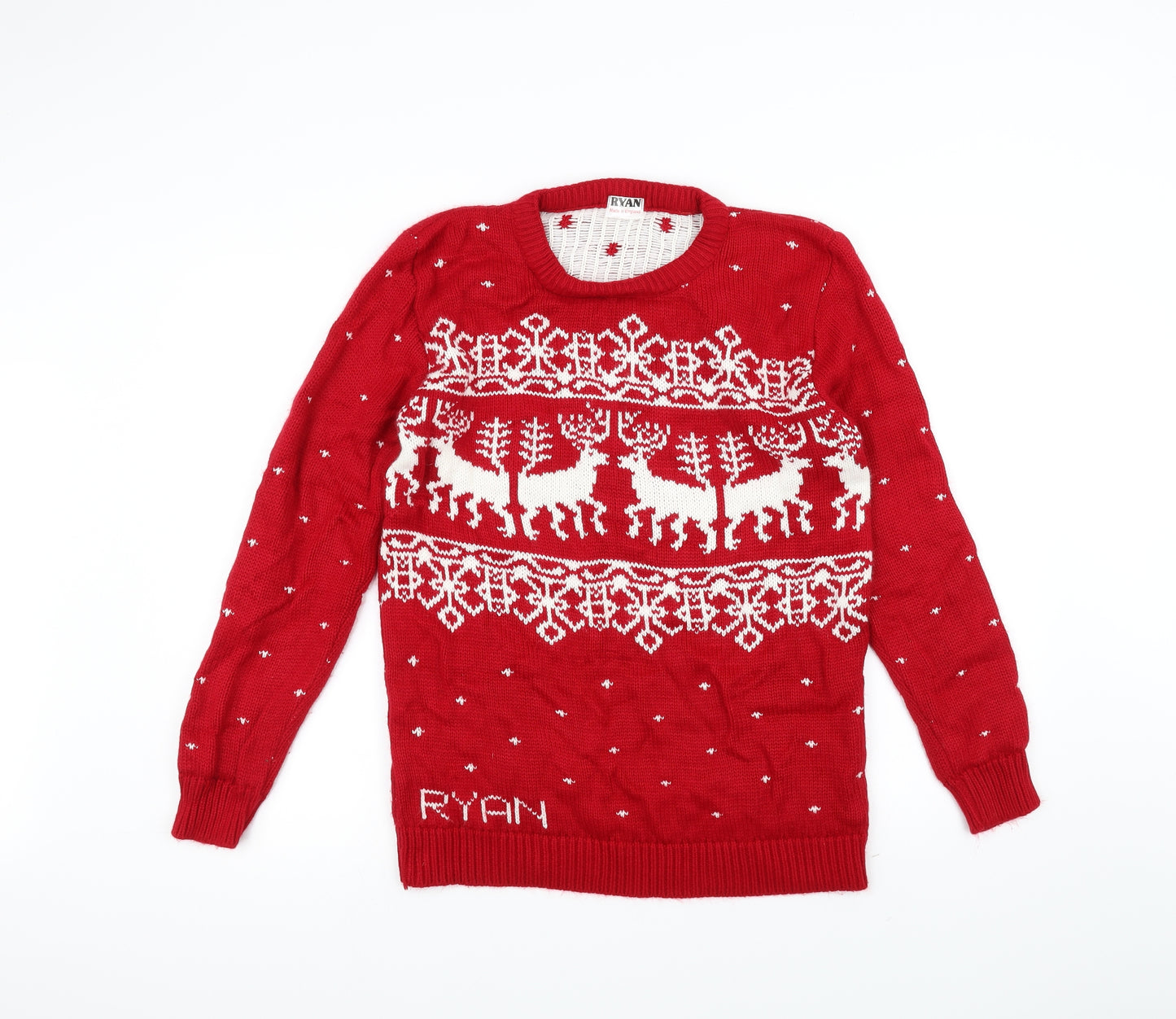 Preworn Mens Red  Knit Pullover Jumper Size M  - Christmas
