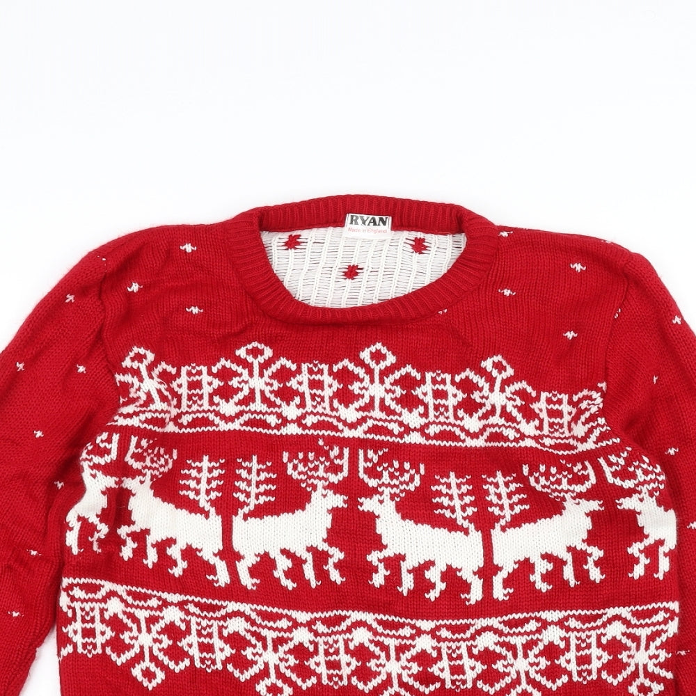 Preworn Mens Red  Knit Pullover Jumper Size M  - Christmas