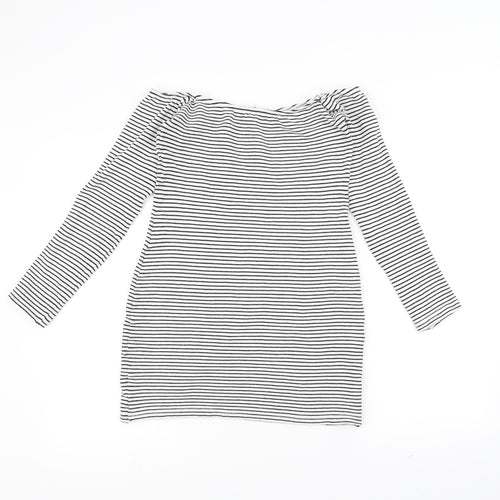 Missguided Womens White Striped  Pullover Jumper Size 10