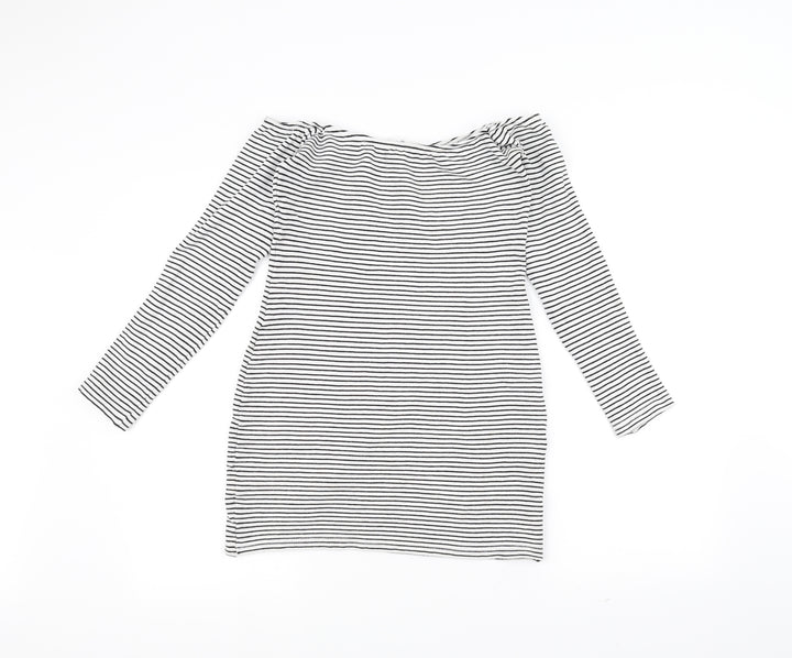 Missguided Womens White Striped Pullover Jumper Size 10