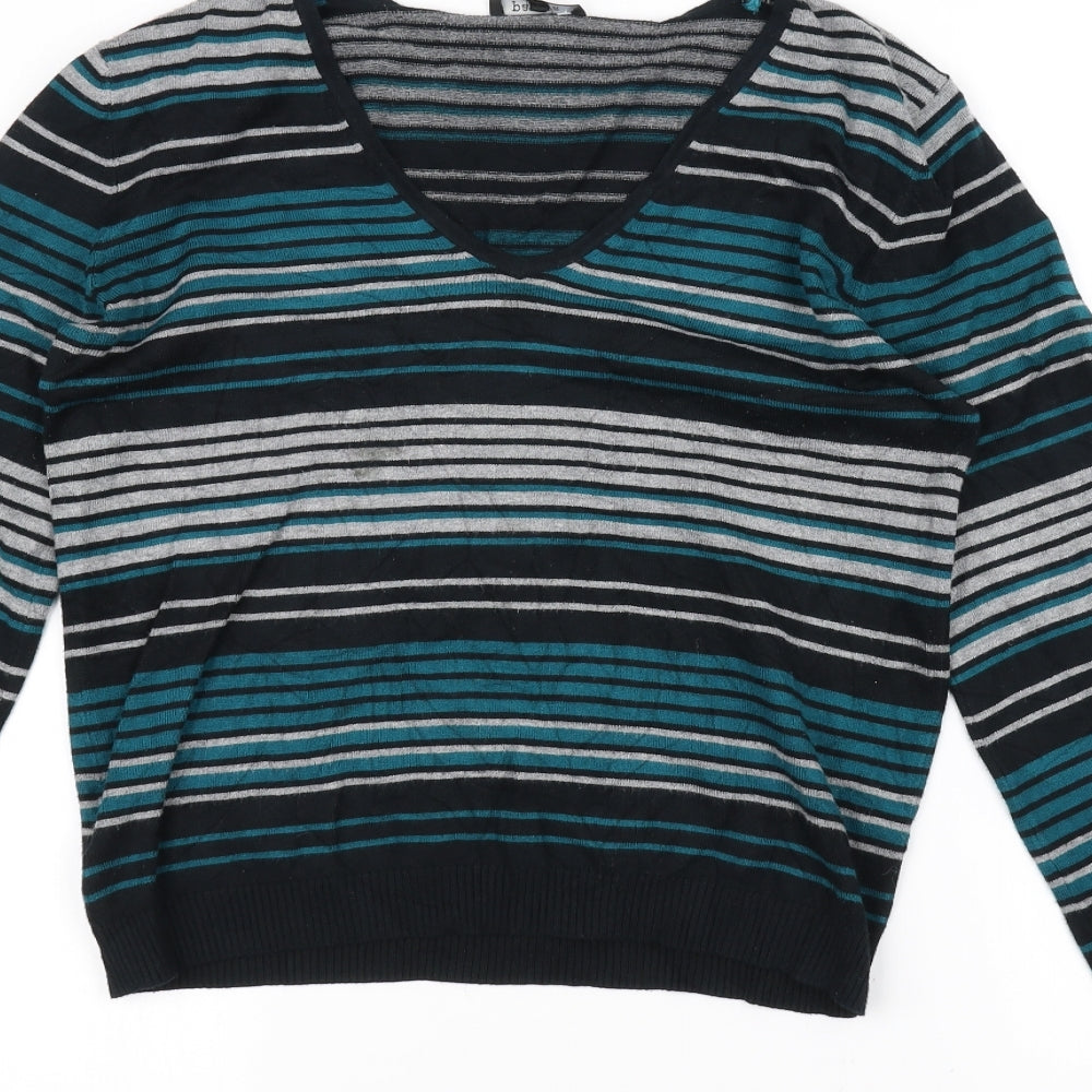 Papaya Womens Blue Striped  Pullover Jumper Size 14