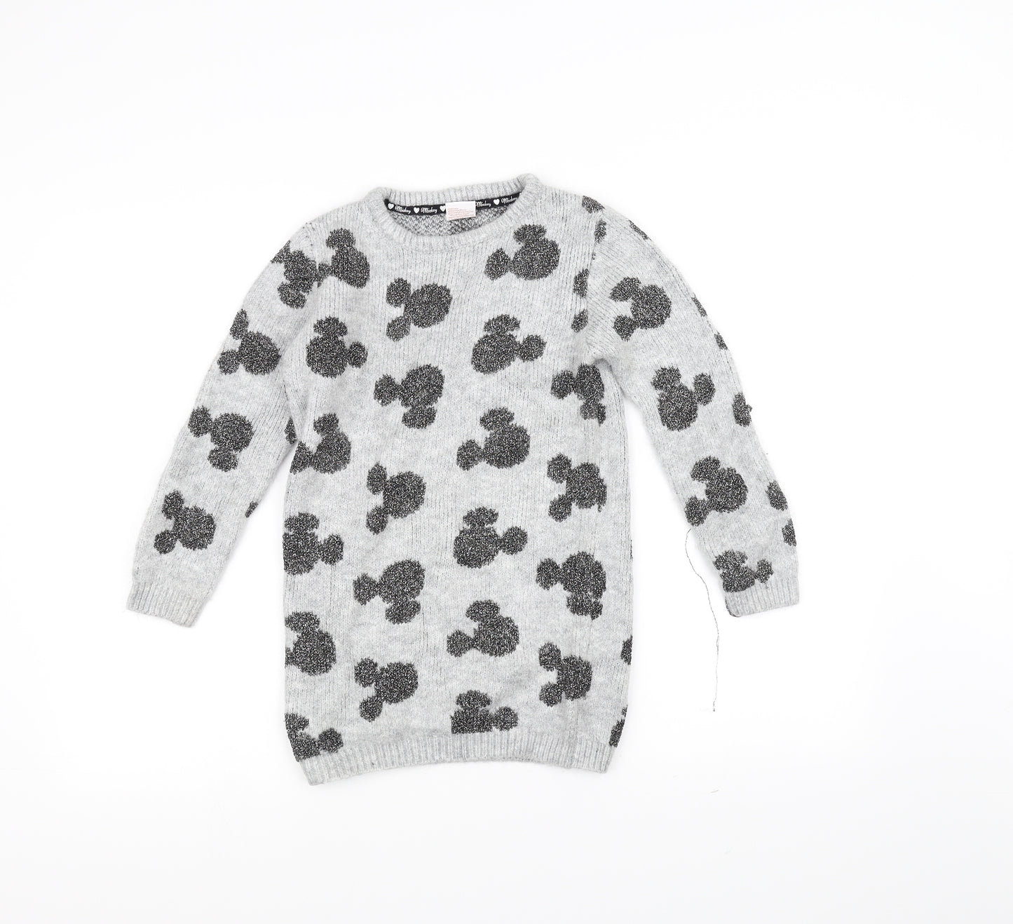 Primark Girls Grey  Knit Pullover Jumper Size 7-8 Years  - Disney