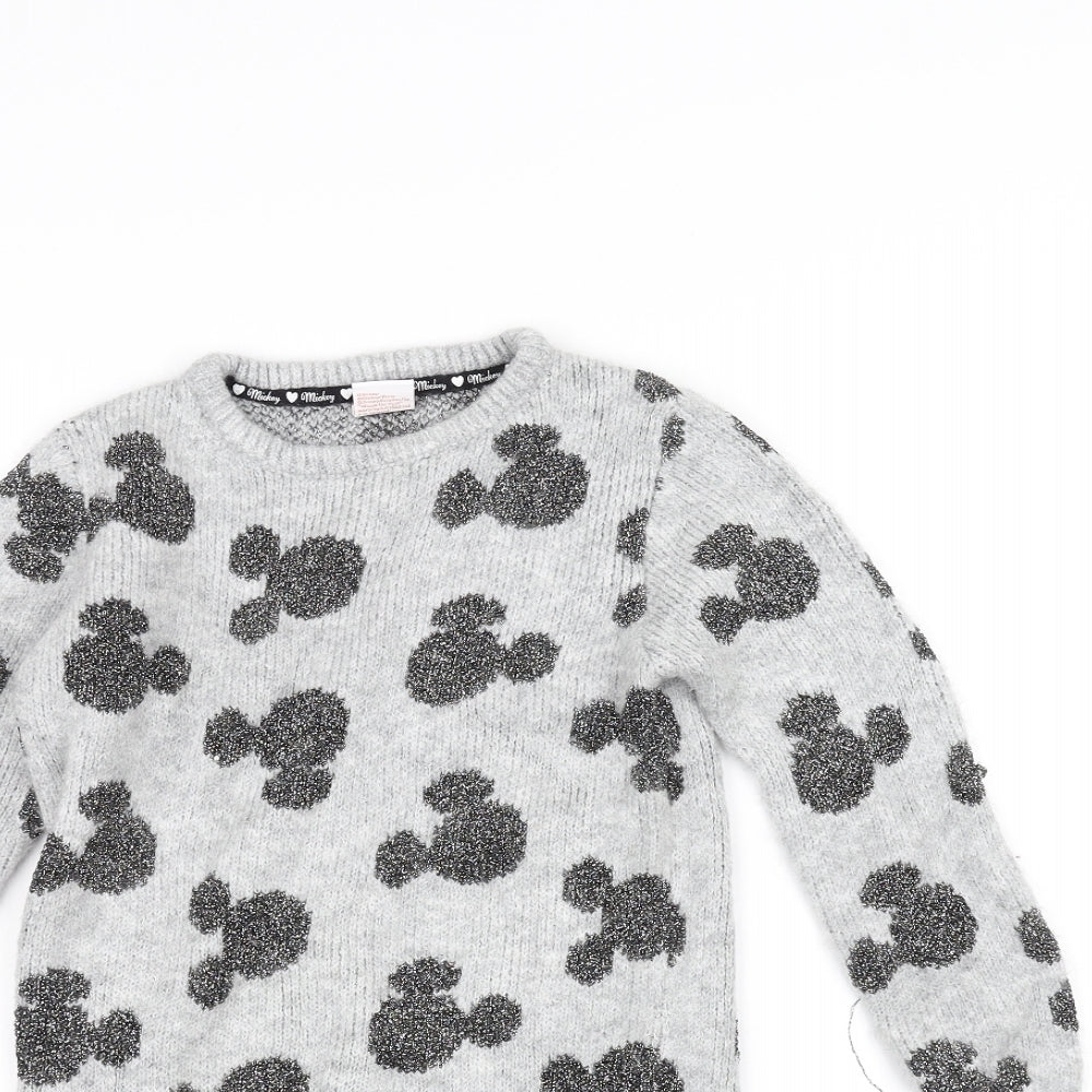 Primark Girls Grey  Knit Pullover Jumper Size 7-8 Years  - Disney