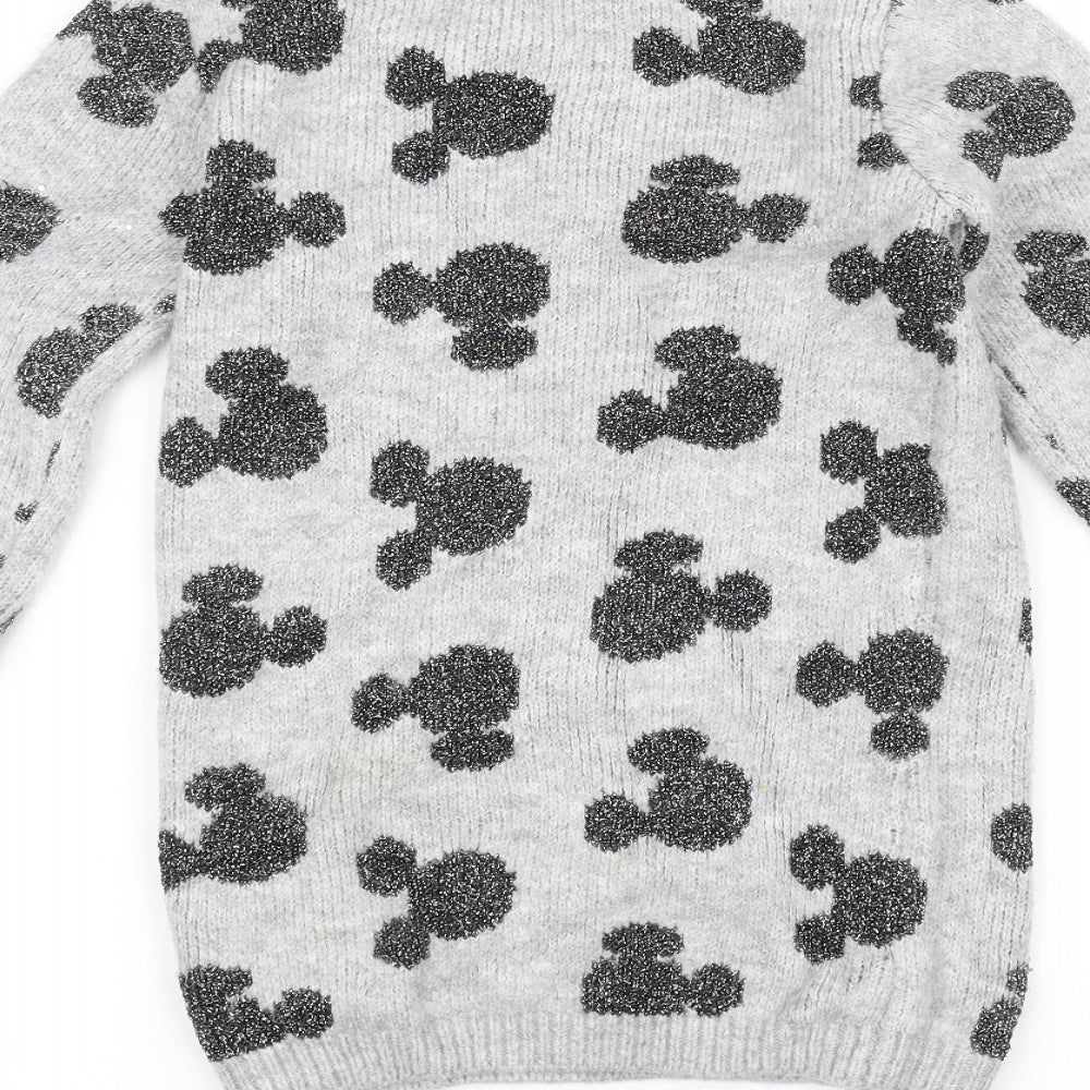 Primark Girls Grey  Knit Pullover Jumper Size 7-8 Years  - Disney