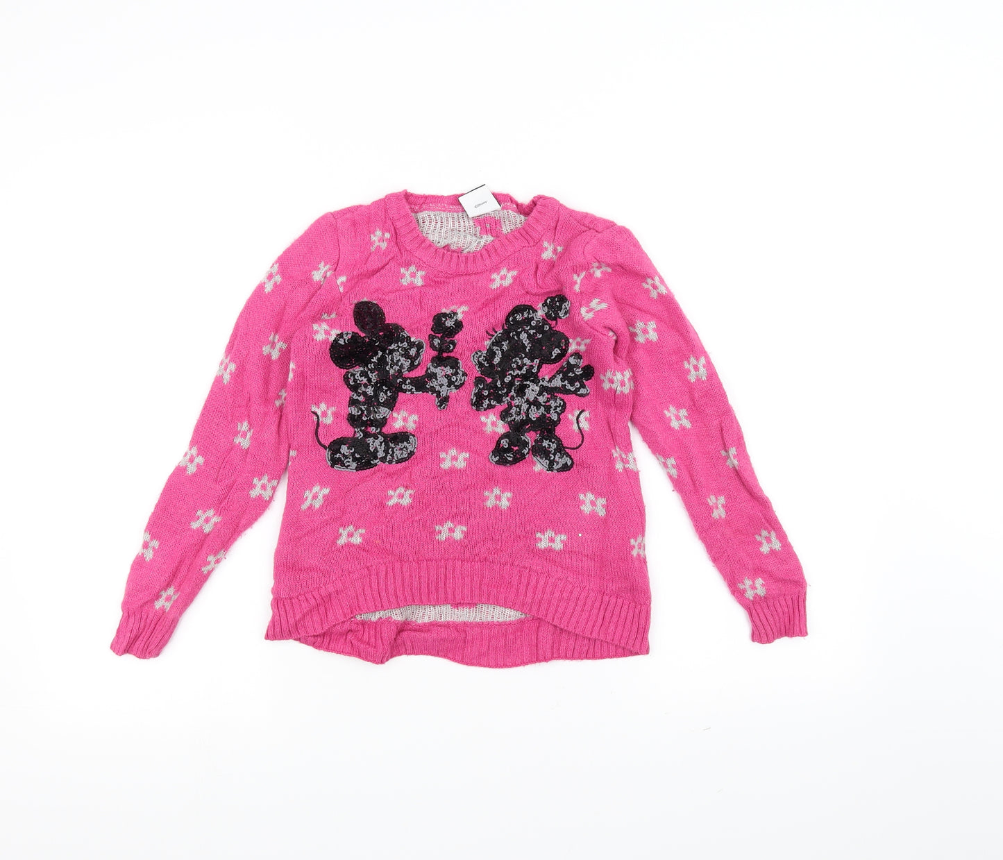 George Girls Pink  Knit Pullover Jumper Size 7-8 Years  - Disney