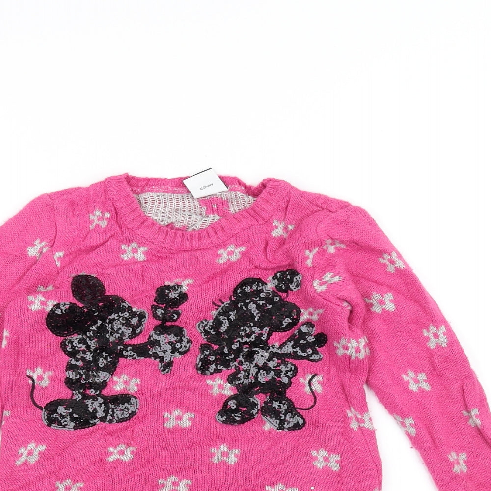 George Girls Pink  Knit Pullover Jumper Size 7-8 Years  - Disney