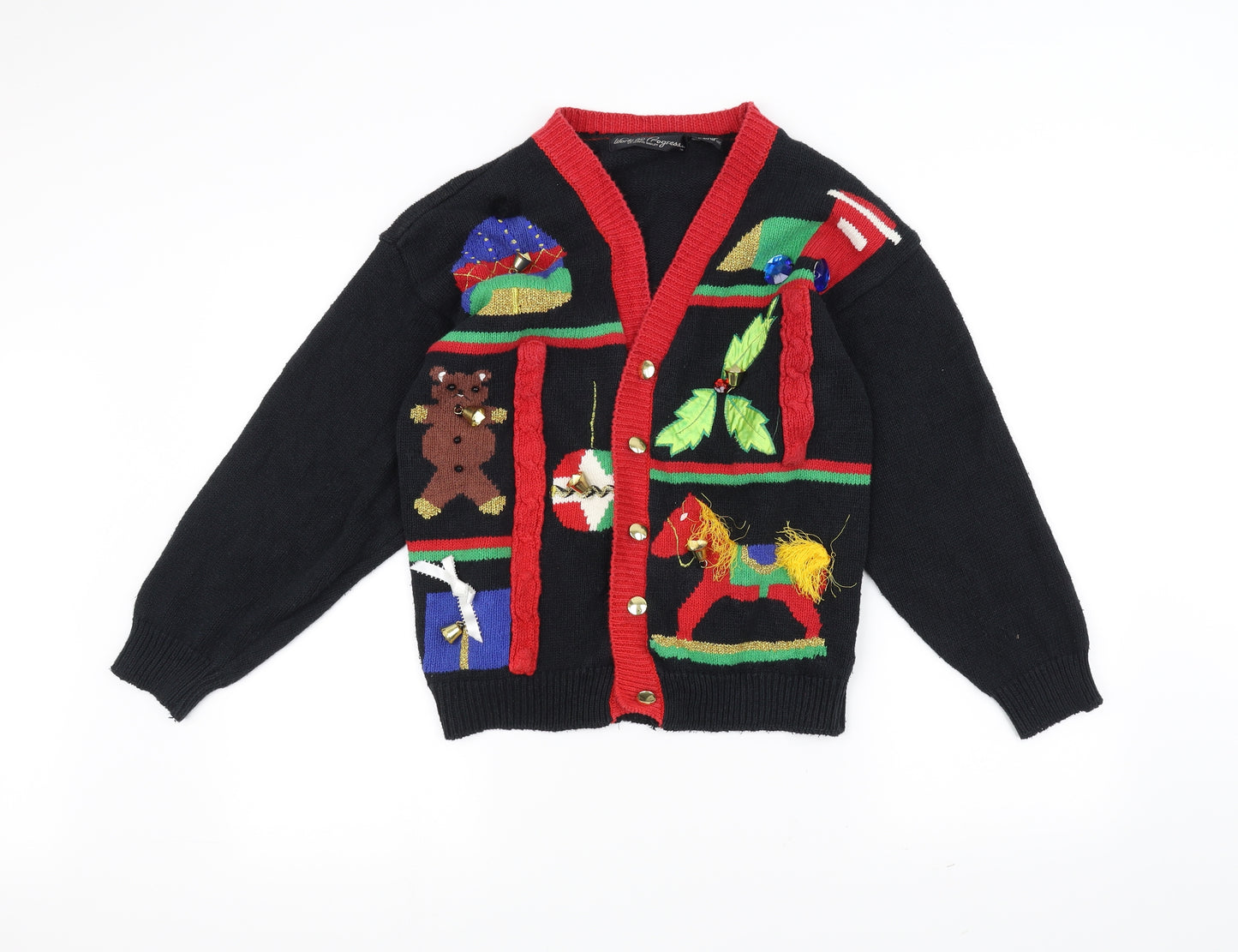 Work in Progress Womens Black   Jacket Coatigan Size L  - Christmas